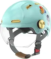 3/4 Open Face Motorcycle Helmet Child Motorcycle Helmet ABS Material EPS Buffer Layer Head Circumference 45-57Cm for Children C