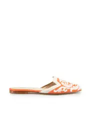 Orange Raffia Flat Mules