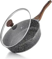 [SENSARTE] Nonstick Deep Frying Pan Skillet, 12-inch Saute Pan with Lid, Stay-Cool Handle, Chef Pan Healthy Stone Cookware Cooking Pan, Induction Compatible