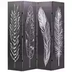 vidaXL Folding Room Divider 160x170 cm Feathers Black and White HEE