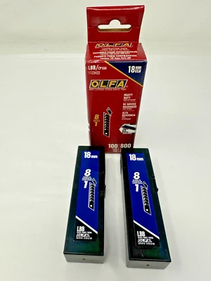 100 Pack of OLFA Snap Off Blades 18mm 3/4" 800 Edges LBB/CP100 1123432 H.D.