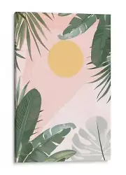 Tropical Palm Leaves Art Print, Sunset Canvas, Modern Home Decor