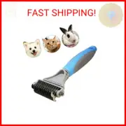 Pet Dematting Comb - 2 Sided Undercoat Rake for Cats & Dogs - Safe Grooming Tool