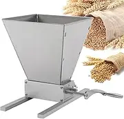 Manual Malt Mill Crusher Barley Grain Grinder, 4L Stainless Steel 2 Roller Grain Grinder with Manual Crank Handle, Manual Powder Machine Grinder for Milling Barley, Wheat, Home Brewing