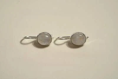 Silver Moonstone Oval Drop Earing