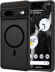 AOMYKE Magnetic Case for Google Pixel 7, Compatible with MagSafe, Translucent Matte Anti-Fingerprint Scratch-Resistant PC Back + TPU Bumper Shockproof Mobile Phone Case, Black