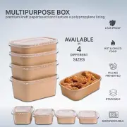 Takeaway Kraft Rectangle Reusable Paper Food Containers 250/500/650/750/1000mL