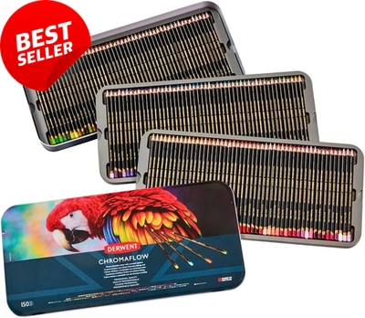 Chromaflow Pencils, Set of 150 in Tin, 3.5Mm round Core, Premium Core Strength,