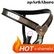 Stainless Steel Chastity Belt Lock Beads Plugs Metal Lockdown Device Panties