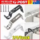 4/6PC Metal Curtain Rod Wall Brackets Hang One Center Support Pole Holder Hook