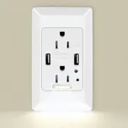 1pk 4.2A Dual USB Wall Outlet with Night Light 2 USB Charging Port 2 AC Outlet
