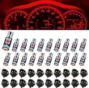 Damwot 74 Led Bulb Dash Lights Super Bright, T5 37 74 LED Bulb with Twist Lock Socket PC74 PC37, Dashboard Lights, Instrument Cluster Bulbs Kits,Pack of 20 (Red)