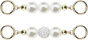 eMagTech 2PCS Handbag Chain Strap Extender Artificial Pearl Bead Replacement Chain Strap with Metal Buckles for Purse Clutch Handbag Wallet Crossbody Bag 14cm
