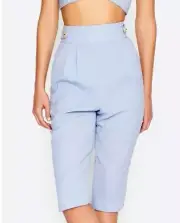 Alice McCall Wishful Thinking Pants size 14 Blue cropped Gold Diamonte $260 BNWT