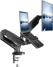 Monitor Mount with Laptop Tray, 11.6 to 32 inch Adjustable Gas Spring Arms Mount