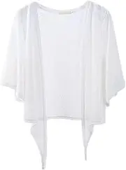 [Shiyifa] Women's Shrugs 3/4 Sleeve Open Front Cardigan Lightweight Tie Front Bolero Shrug