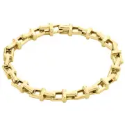 10K Yellow Gold Fancy Link Italy Made Design T Initial Unisex Bracelet 7mm | 8"