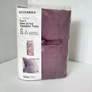 Ikea Vinranka Twin Size Duvet Cover Pillow Case Set Cotton Purple Mauve New