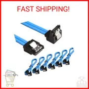 6 Pack 90 Degree Right-Angle SATA III Cable 6.0 Gbps with Locking Latch 18Inch (