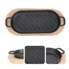 Cast Iron Fajita Set Ridged Steak Plate Steak Grill Pan Teppanyaki Skillet Pan