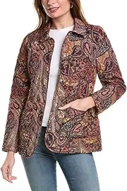 [Jones New York] Women's Printed Quilt Snap Front Jacket W/Waist