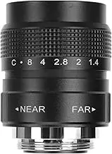 25mm F1.4 CCTV Lens, C Mount Camera Lens with 19.6 Wide Viewing Angle, Clear Efficient Light Conduction Manual Focus Photography Lens for Shop, Parking, House, Warehouse (Black)