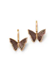 Bloomingdale's Fine Collection Mother of Pearl & Diamond Butterfly Dangle Hoop Earrings in 14K Yellow Gold