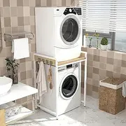 Adjustable Portable Stacking Kit for Front Loader Washing Machine & Tumble Dryer - Space Saving Solution - No Wall Mounting Needed - Strong Steel White Stand
