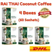 4x Rai Thai Coconut Coffee Instant Powder Mix Non-dairy Creamer Control Hunger
