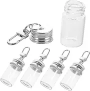 Hohopeti 5pcs Keychain Bottle Tiny Bottles Little Jars Mini Jars Diy Mini Glass Vial Glass Transparent