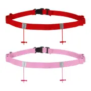 2Pcs Triathlon Belt Bib Holder, Elastic Marathon Race Number Belt, Pink, Red