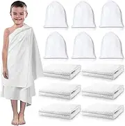 VitalCozy 6 Pcs Boys Ihram with Storage Bag for Kids Children Hajj and Umrah 29.5'' x 59.1'' Ihram (ahram/ehram) Towel for Umrah Lightweight Comfortable White Islamic Towel