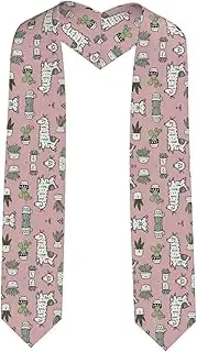 [SKKNT] Alpaca And Cactus Print Graduation Shawl Stole For Academic Commencements Honor Sash Congratulations Gift