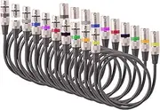 Labymos 10-Pack 1.5M XLR Cable Set Colorful Circle Mic Cables DMX Stage Light Cable 3-Pin Male to Female for Sound Mixing Spotlight Stage Par Light Microphone Mixer