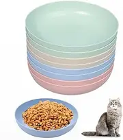 Wanfoou 8 Pcs Shallow Cat Bowl, Shallow Cat Food Dish Wide Cat Wet Feeding Bowls, Whisker Fatigue Cat Bowl, Wheat Straw Pet Plate for Kittens and Short Legged Cat
