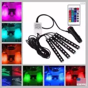 US RGB LED Glow Interior Car Lamp Kit Under Dash Foot Well Seats Inside Lighting