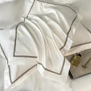 【大吉】高級輕奢床包組 飯店床包 80支長絨棉床包 床包四件組 緞面雙人床包 白色床包 絲綢 單人 雙人床罩 高檔民宿床