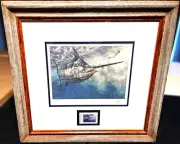 Don Ray 2004 Texas Saltwater Stamp Print With Stamp Marlin - Brand New Frame
