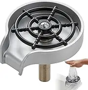 VEVOR Glass Rinser, 10 Powerful Spraying Jets 360° Rotating Cup Rinser for Sink, Wearproof ABS Sink Faucet Cup Washer & ABS Cup Holder for Baby Bottle, Glass Cup, Wine Glass (Silver-White Base)