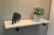 Unfinished floating shelf with brackets
