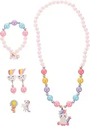 LALADEFIEE Unicorns Kids Jewelry Set Girls Jewelry Set for Girls Earring Necklace Bracelet Kit