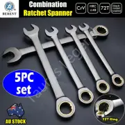 5PC GS CrV 72T Ratchet Ring & Open End Combination Spanner Wrench 10-14mm Set