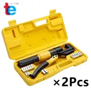 2 × 10T Hydraulic Crimper Crimping Tool Wire Battery Cable Lug Terminal W/9 Dies