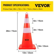 10PCS 28 Inch For Traffic Cones with Reflective Collars Weighted Base Handheld