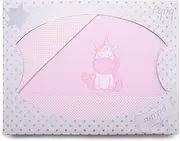 PEKITAS Bebe 3 Piece Cot Bed Bedding Set 50 x 80 cm 100% Cotton (Pillowcase, Flat Sheet, Fitted Sheet, Unicorn Pink)