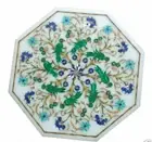 12" white antique marble table top center coffee home decor inlay malachite C46