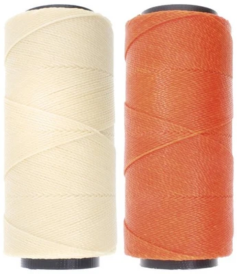 2 Knot It Waxed Polyester Cord 1mm Diameter 144M Spools (Cream, Orange)