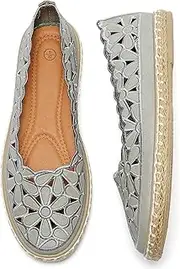 [HEAWISH] Women’s Ballet Flat Daisy Round Toe Dress Shoes Casual Slip On Rope Loafer