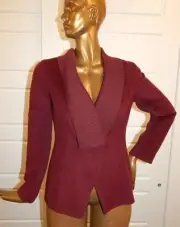 New St John Burgundy Red Wool Angora Cashmere Coat sz 6