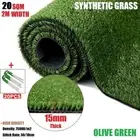 20SQM Synthetic Grass Turf 15mm Pile Olive Artificial Grass Fake Lawn 20 U Pegs